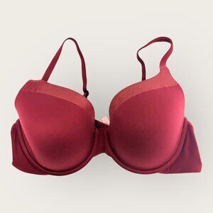 Victorias Secret Lined Perfect Coverage Burgundy Bra Size 36C
